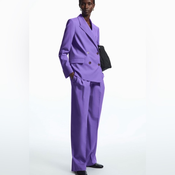 COS Purple Double-Breasted Blazer and Wide-Leg Wool Trousers Suit - Picture 1 of 10